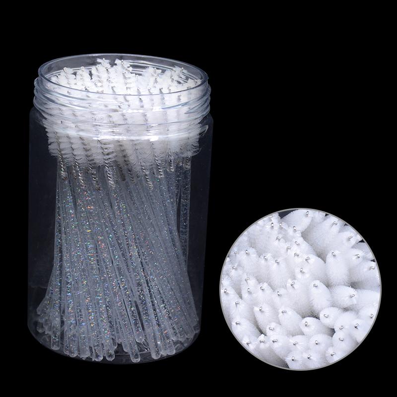 CNKESS 50Pc bags/cans Disposable Eyelash Extension Mascara Wand Glitter Micro Lash Brushes Spoolie With Container Case Wholesale