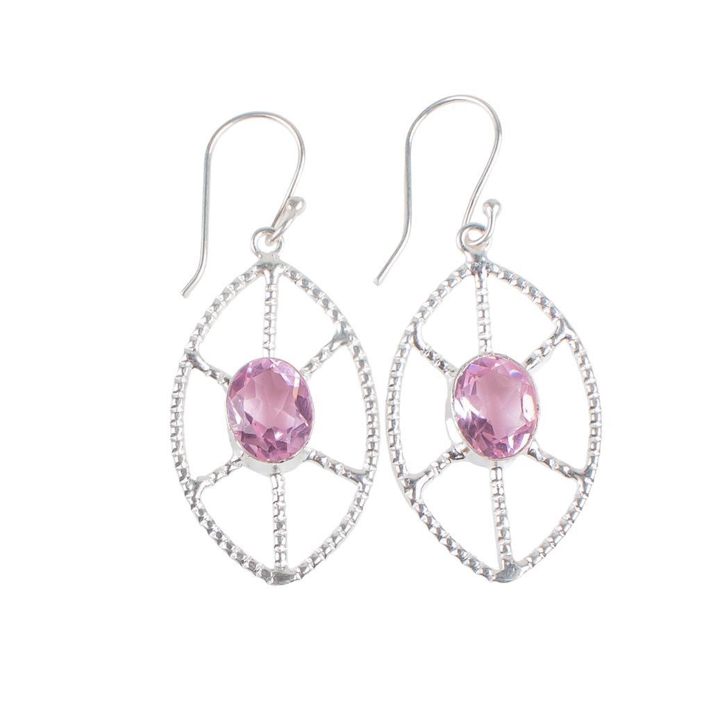 Morganite Gemstone 925 Sterling Silver Jewelry Handmade Wedding Earrings 2.00" EE-48-11