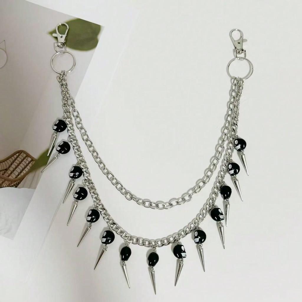 Hip Hop Gothic Men's and Women's Trendy Skull Pants Chain Cross Pants Chain Jeans Sub-Chain Accessories Pendant