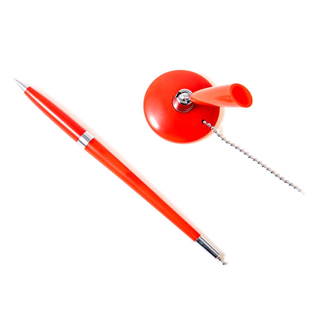 Business Counter Pen Set with Ball Chain Adhesive Bottom Prevent Pen Loss Counter Security Pen Pen Holder Desktop Pens