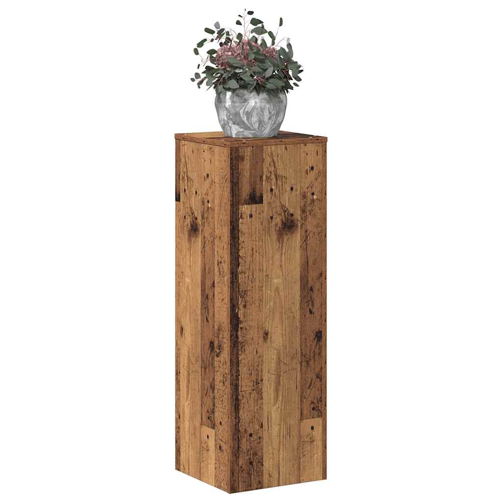 Plantenstandaard met Rustieke Houtlook 33 x 33 x 100 cm Bewerkt Hout