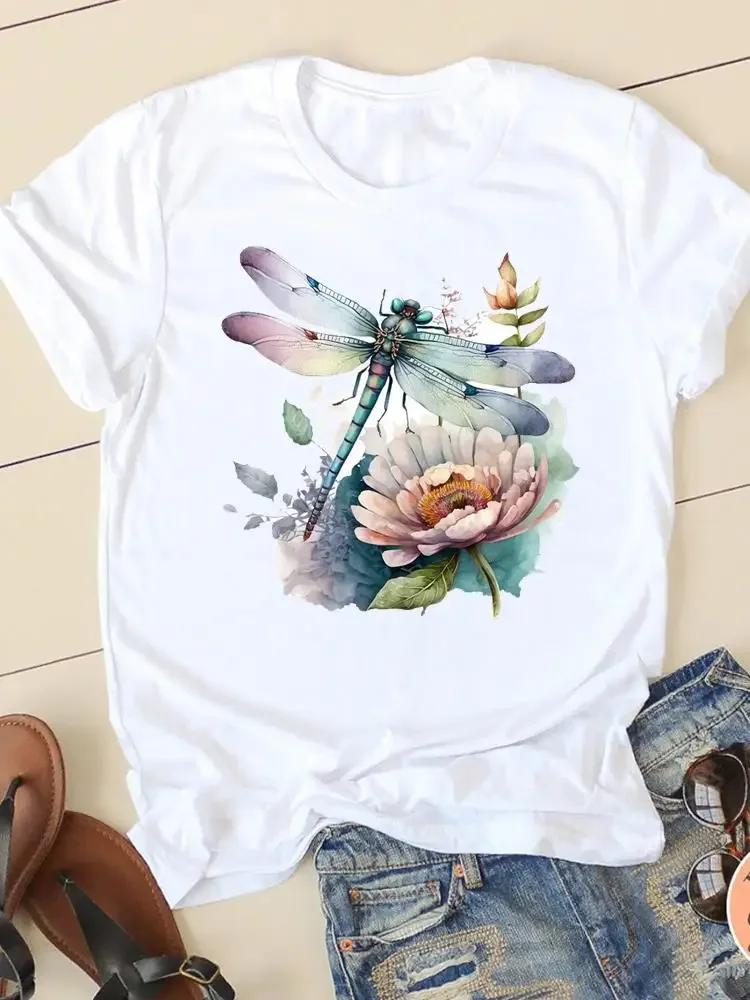 Casual Women Clothes Lady Graphic Tshirt Dragonfly Sweet Trend Cute Fashion Print FeUnisex Shirt Short Sleeve Harajuku streetwear