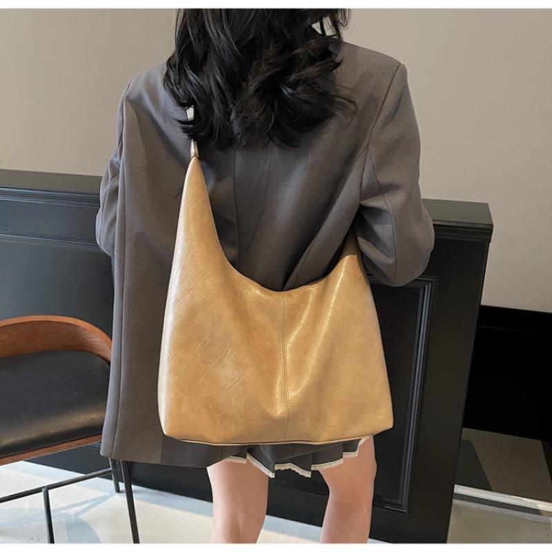 New fashionable large-capacity bag female tote bag pu shoulder bag texture popular retro bucket bag