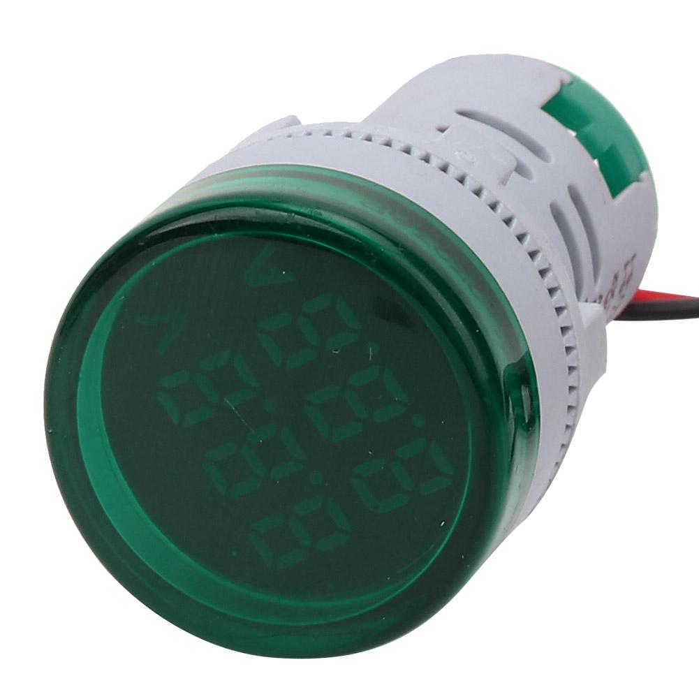 Round Digital Display AC Voltage Current 2 In 1 Integrated Signal Indication Light (Green)