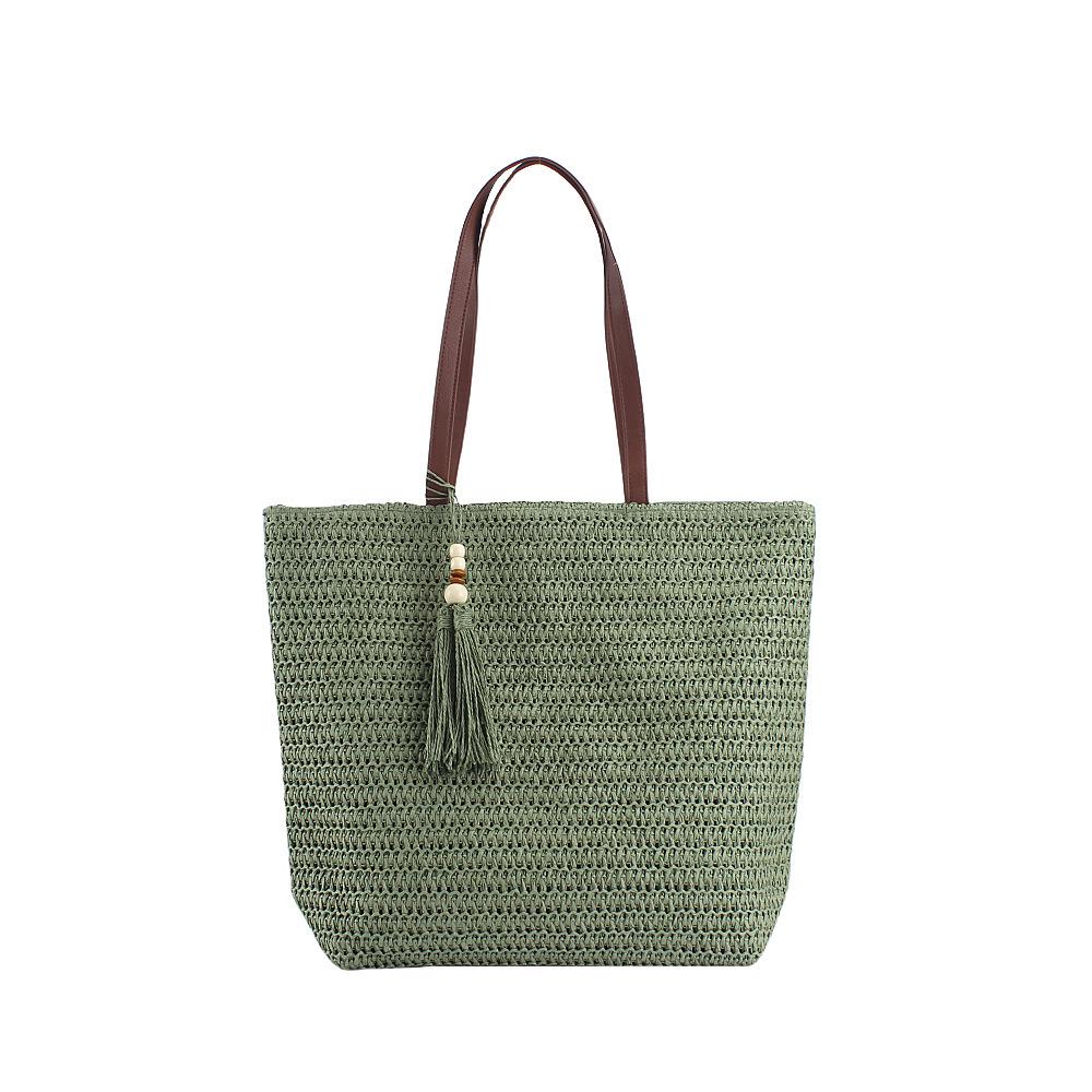 

Women s Large Straw Woven Tote - 2025 New Style Vacation Beach Basket Bag зелёный