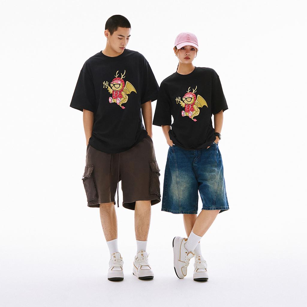 New MLB Year Of The Dragon Limited Series SS24 T Shirt Unisex Black 3ATSQ0141-50BKS