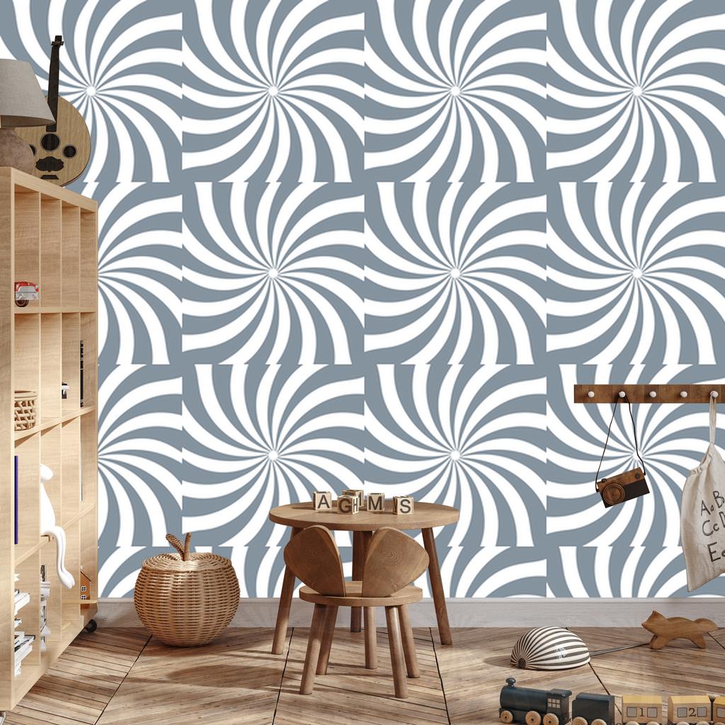 Hippie wallpaper background blue and white, background light gray 50x1000