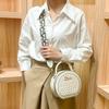 New Fashion Embroidered Bag Handheld Crossbody Small Round Bag