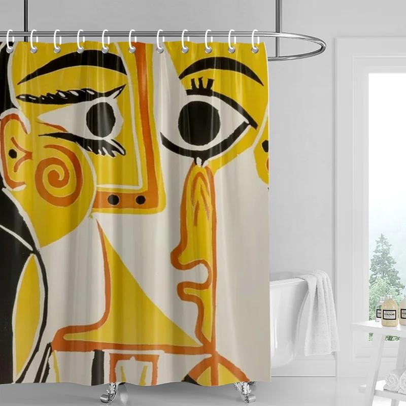 Abstract Cubist Art Bath Curtain - High-Quality Waterproof And Mildew-Proof Bathroom Decor For A Unique Home Statement