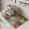 Bohemian Style Art Kitchen Mat Mandala Absorbent Table Mat Kitchen Drainage Mat Anti Slip Coffee Suitable Kitchen  Area Carpet