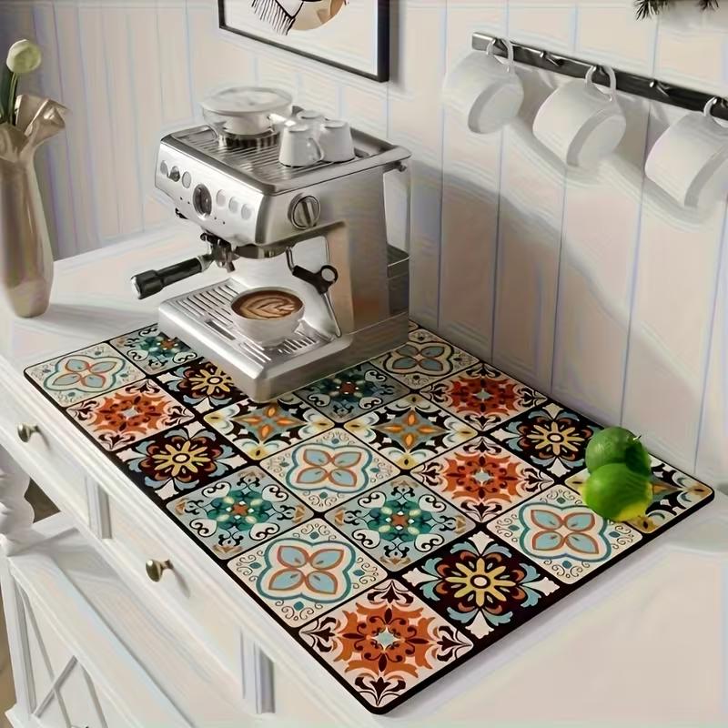Bohemian Style Art Kitchen Mat Mandala Absorbent Table Mat Kitchen Drainage Mat Anti Slip Coffee Suitable Kitchen Area Carpet