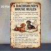 1pc Dachshund Home Rules Metal Sign, 8x12in 2D Flat Iron Wall Art, Cute Dog Themed Hanging Plaque