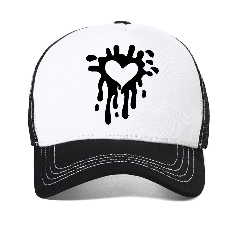 Melting Heart Print Women Baseball Cap Summer Cute Tennis Skate Sunscreen Mesh Outdoor Casual Adjustable Mesh Trucker Hat