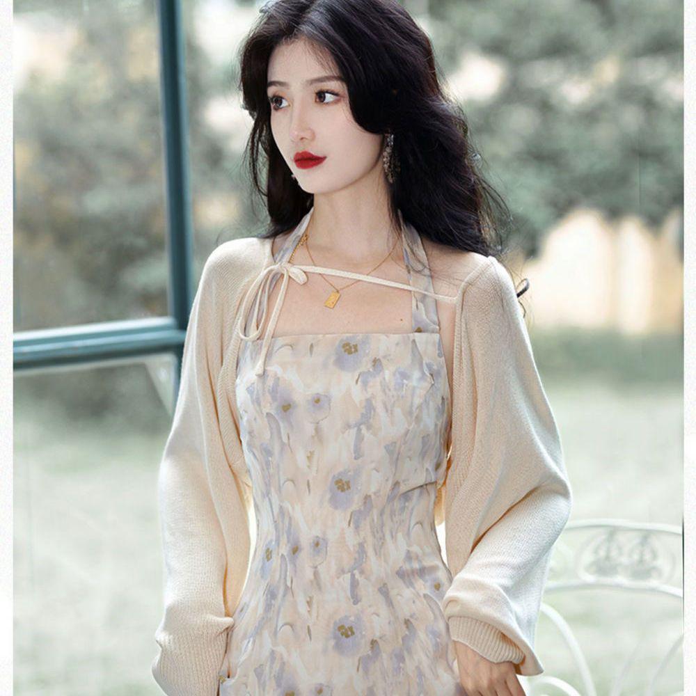 Spring/Summer 2026 Women's Floral Tie-Up Dress: Elegant, Sweet Niche Style, Two-Piece Skirt