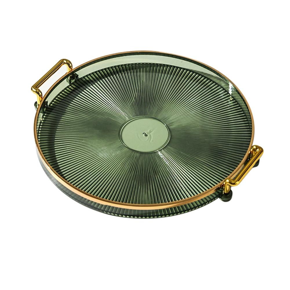 

Luxury Storage Tray With Golden Handle Household Tea Dessert Fruit Storage Tray Plate Dinner Plate for Living Room Kitchen зелёный