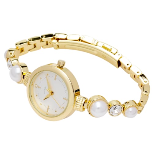 Fieldwork Women's Analog Watch with Metal Band and Bracelet, Pearl, Mepal, and Gold Accents, ST297-2