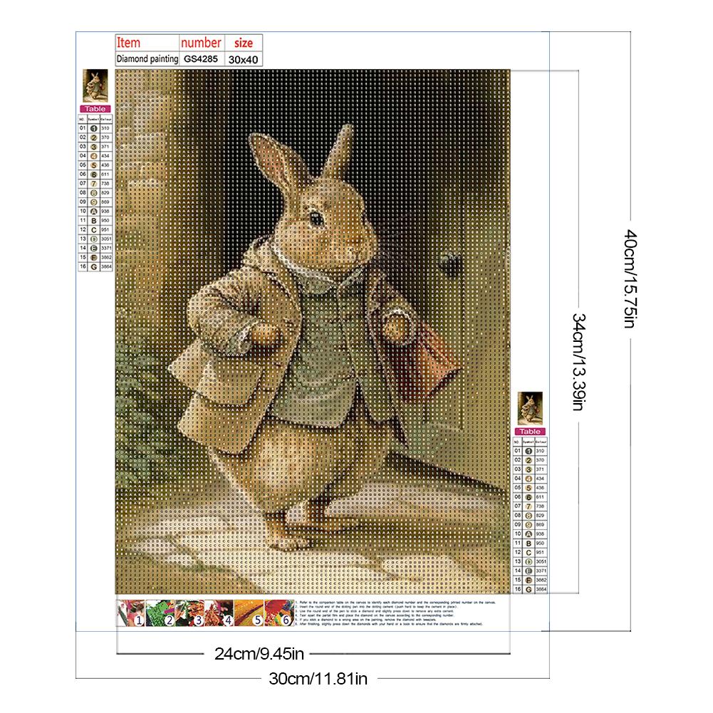 5D DIY Full Round Drill Diamond Painting Gentle Rabbit Kit Home Decor 30x40cm