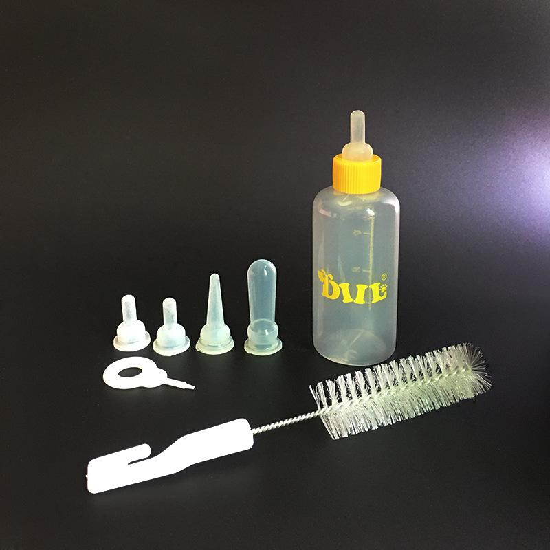 2026 New 60ML Mini Pet Nursing Bottle Set with 5 Silicone Nipples for Kittens Puppies Rats Small Animal Feeding KTY