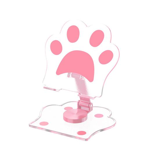 

Mobile Phone Holder Foldable Cat Paw Stand Adjustable Multi-Angle Rotation Acrylic Phone And Tablet Holder for Desk Office Travel Use S розовый