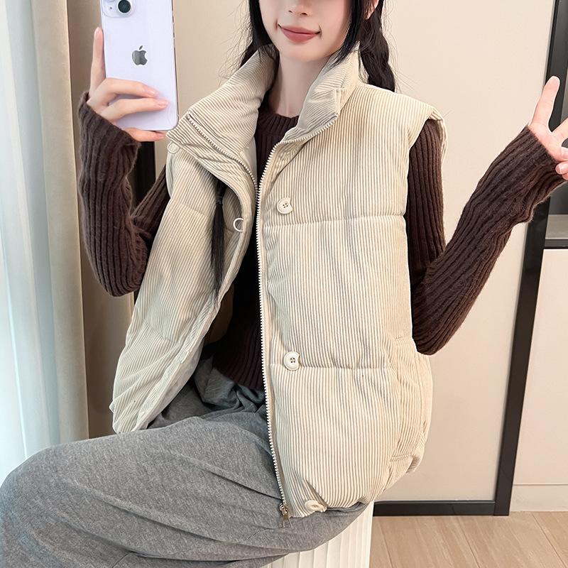 Corduroy Vest Women's Autumn and Winter New Short Loose Versatile Vest Fashion Vest Jacket Tide