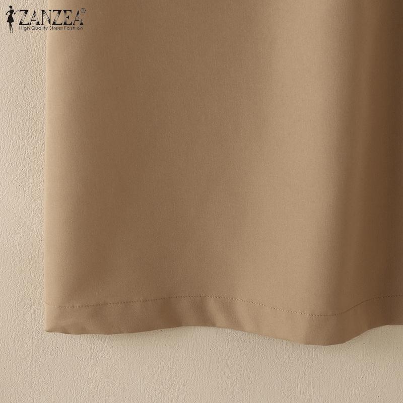 ZANZEA Lässiges Hemdkleid mit Umlegekragen und 3/4-Ärmeln für Damen