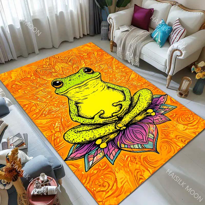 New Product! Meditating Frog Carpet for Living Room Bedroom Bedside Floor Mat Cloakroom Kids Activity Area Rugs Large Size