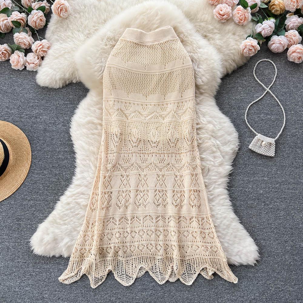 Autumn and Winter New Korean Medium-length Paragraph Elastic Hip Hook Flowers Wisp Niche Irregular Half-body Skirt