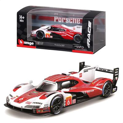 Bburago 1/43 Scale Porsche 963 #6 White/Red / Diecast Model Car, Finished Model, 18-38319 (#6)
