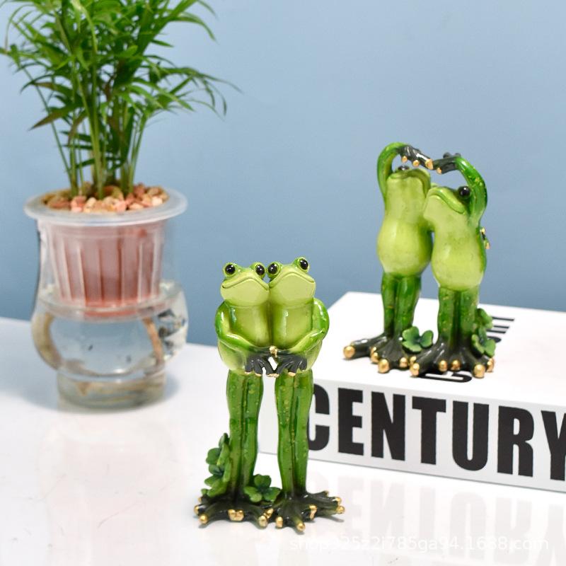 Nordic Yoga Frog Pastoral Animal Resin Crafts Abstract Yoga Frog Sculpture Cartoon Animal Living Room Ornaments Home Decoration