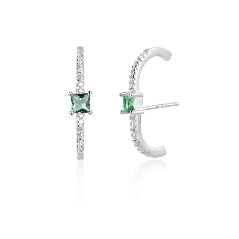 ANDYWEN 925 Prata Esterlina Ouro Quadrado CZ Hoop Piercing Brinco Mulheres Luxo Jóias Finas Presente Luxo Clipes Festa