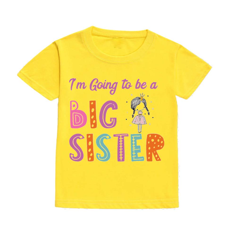 Vou Ser Uma Irmã Mais Velha Estampa Camiseta Infantil Casual Manga Curta Camiseta Infantil Anúncio de Gravidez Roupas para Festa de Família de Feriado