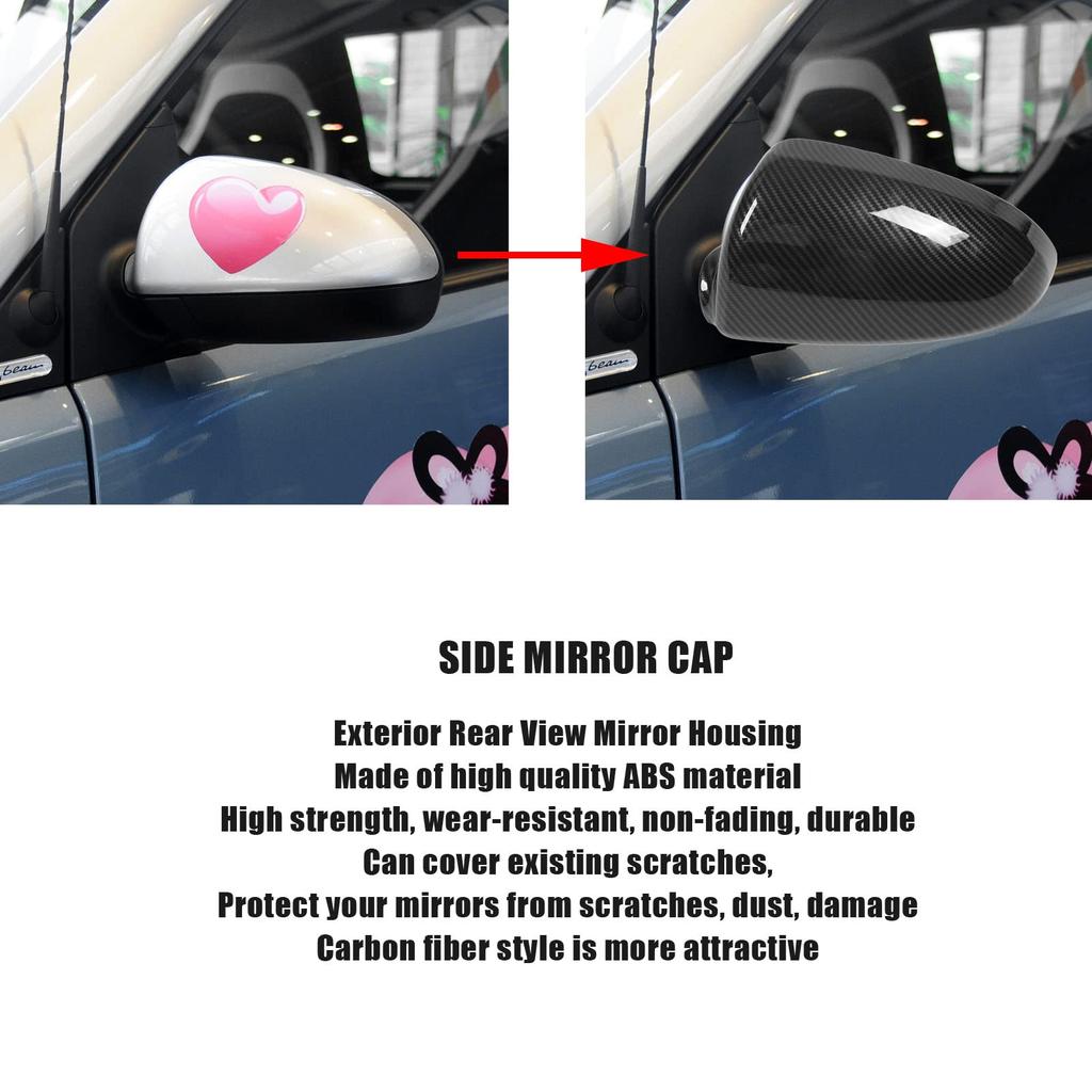 Rearview Mirror Housing, Exterior Rearview Mirror Housing, Carbon Fiber Style Door Side Mirror Cover Cap for Smart Fortwo W451 2009-2015