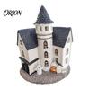 Creepy Miniature Village Vintage Light-Up Cottage Halloween Decoration, Gothic Ghost Pumpkin House for Dioramas Figurine, LED Rustic Courtyard