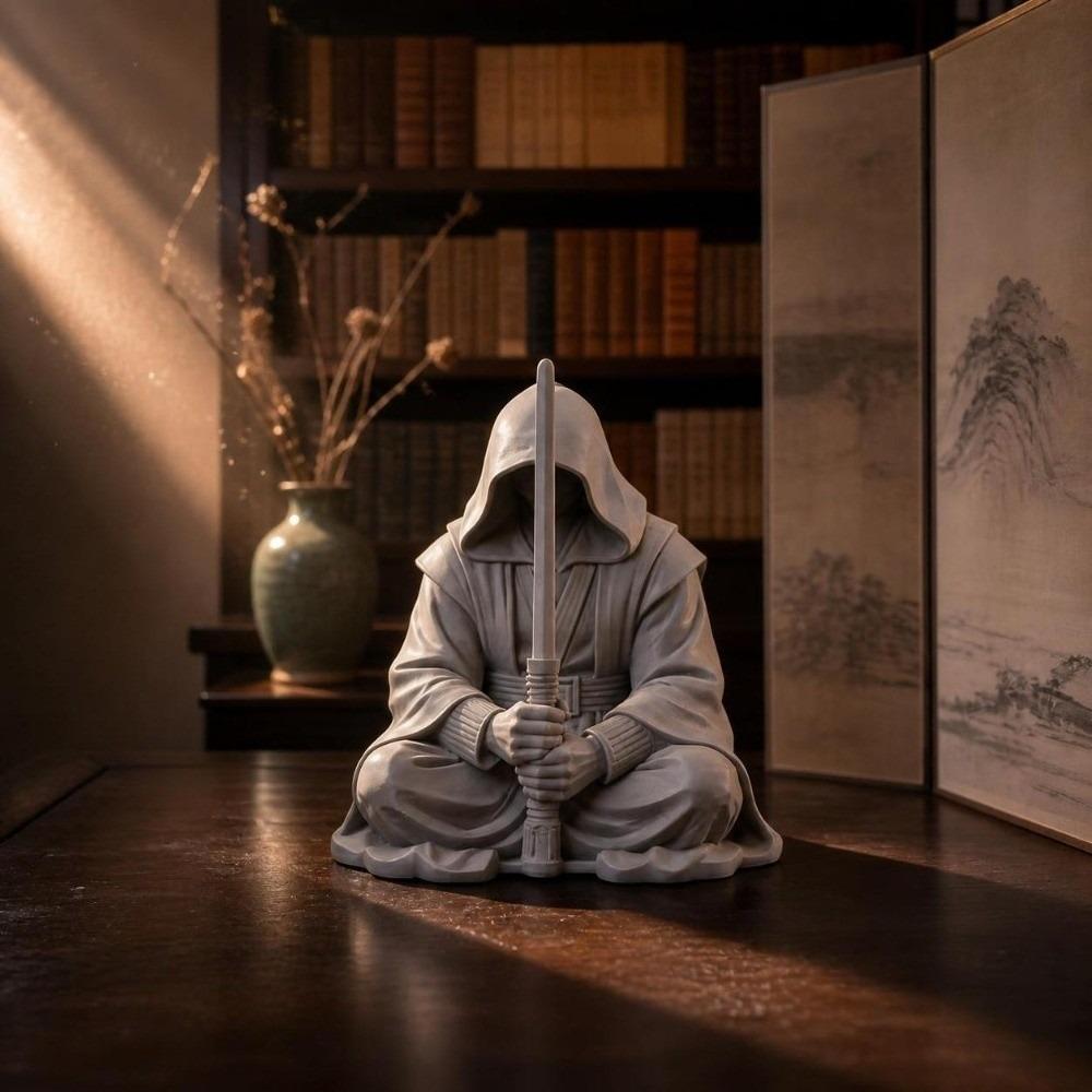 Sitting Pose Warrior Figurine 3D Printed Zen Statue Collection Ninja Ornaments  Gift
