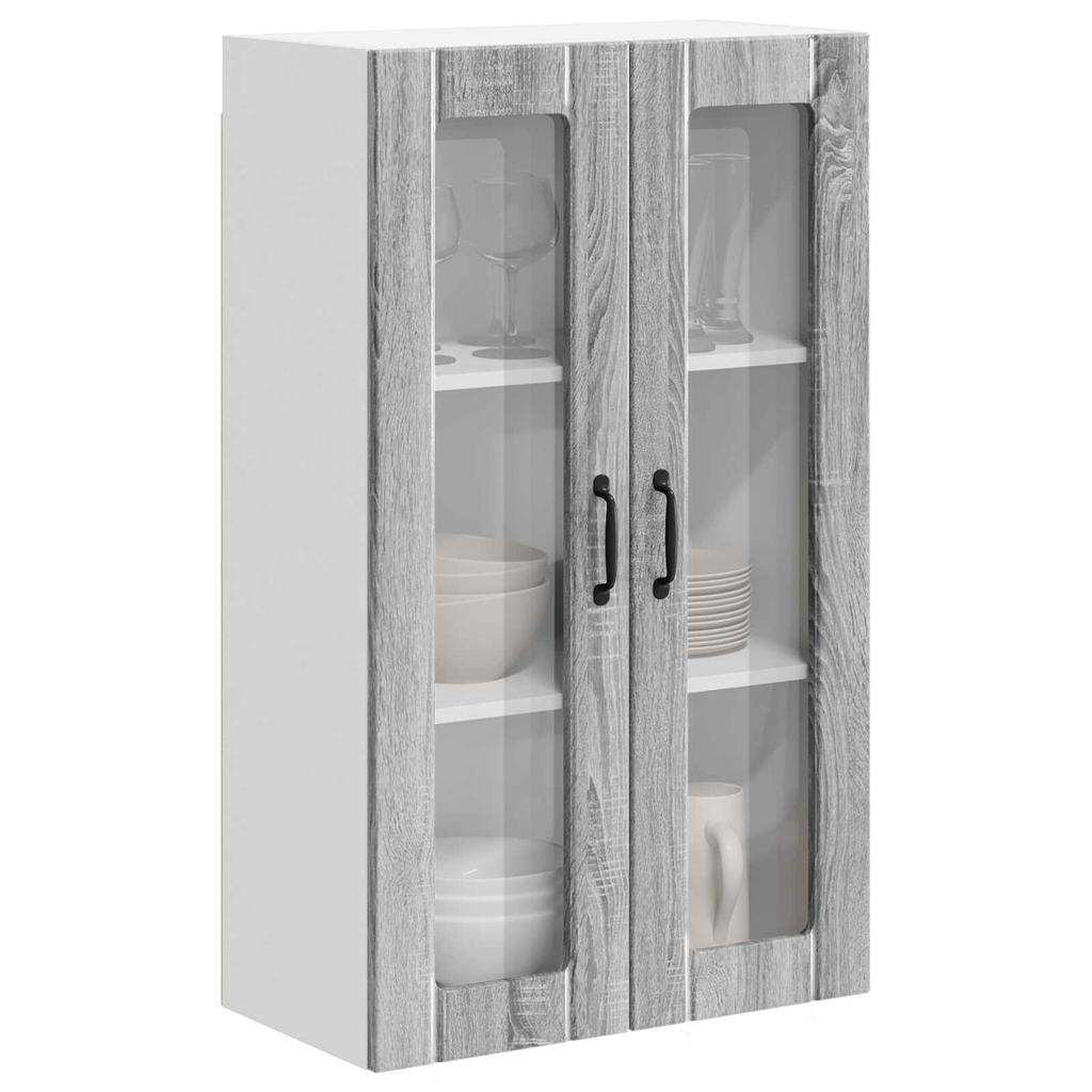 Wall Mounted Glass Cabinet LUCCA Grey Sonoma 60 x 31 x 100 cm