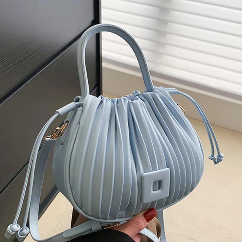 Torby wiaderkowe dla kobiet Małe torebki Niebieskie i zielone skórzane miękkie torby na ramię Luksusowa marka projektantów