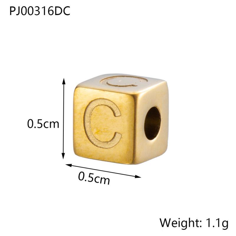 CARLIDANA Stainless Steel Square Charms A-Z Letter Loose Spacer Beads Pendant DIY Bracelet Necklace Jewelry Making Accessories