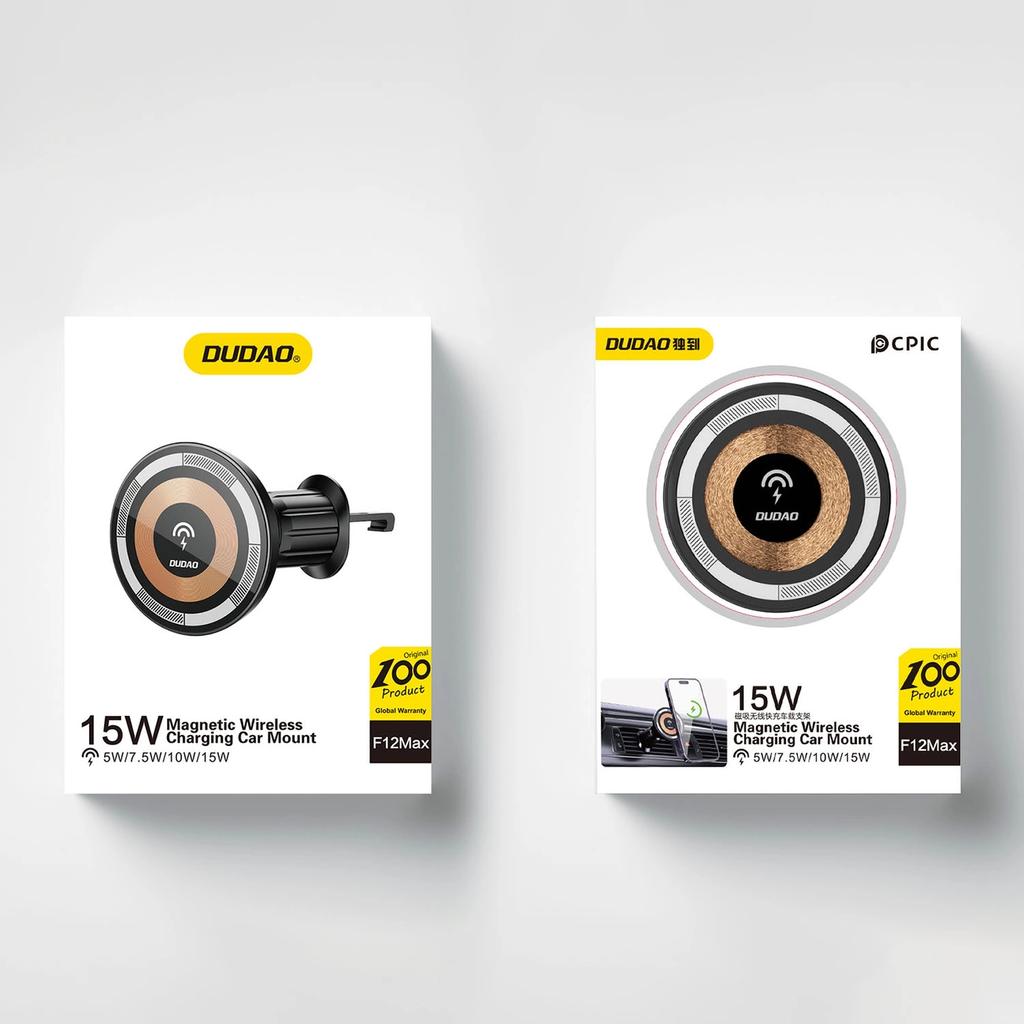 Uchwyt Magnetyczny Z Ładowarką Indukcyjną Magsafe Na Kratkę Wentylacyjną 15W Dudao F12Max - Czarna