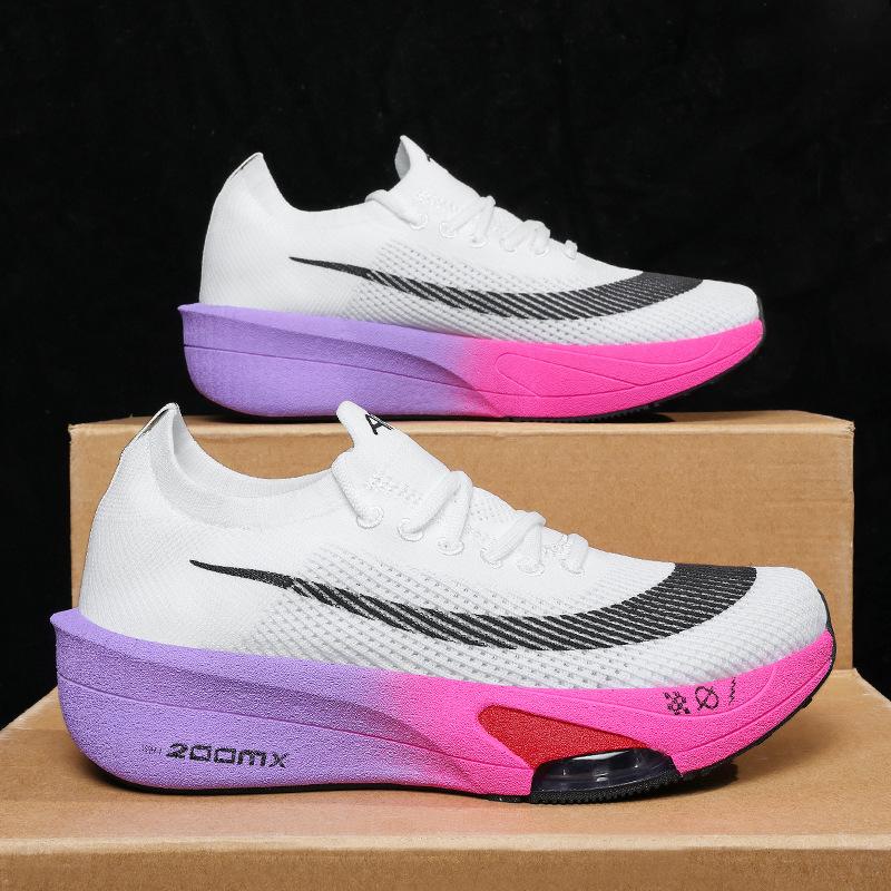 Air cushion couple racing marathon running shoes fly-woven mesh running shoes student sports and leisure shoes