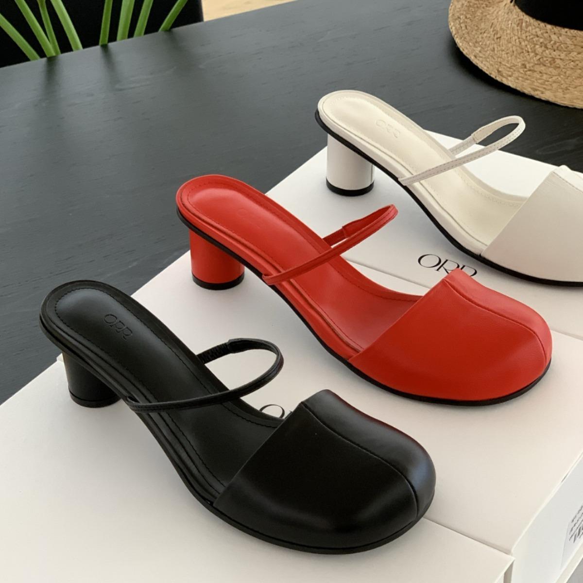 

Summer Covered Toe Women s Mule Slippers Elegantly Slide on Outdoor Sandals 35 красный