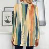 Women Plus Size Round Neck Long Sleeve Blue Printed Loose Longline T Shirt With Pockets