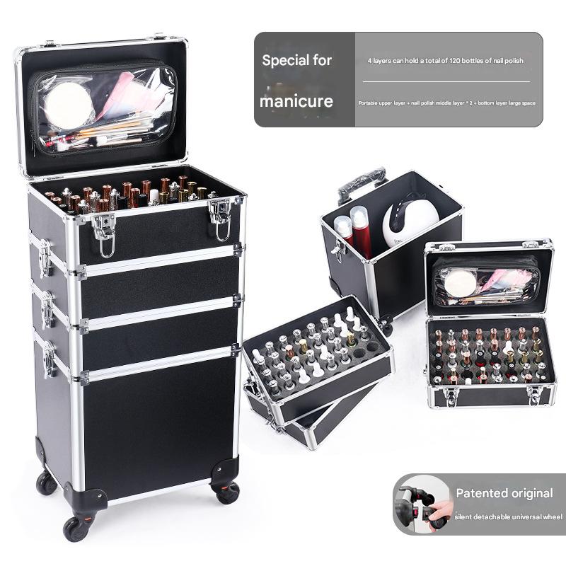 

4 в 1 Передвижной кейс для макияжа Кейс для макияжа Красота Ногти и Волосы Многофункциональный передвижной кейс Вместительный кейс для хранения косметики