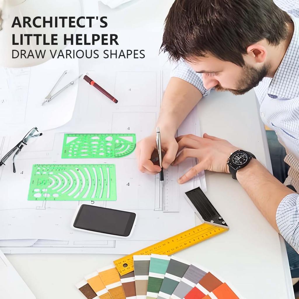 SenseYo 7 Pack Drawings Templates Stencil, Circle Template for Geometric Drawing Stencils, Plastic Clear Circle Stencils Architecture Supplies