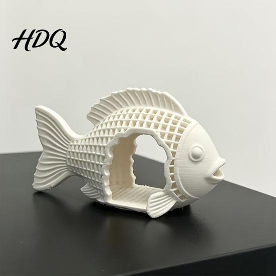 Aquarium Safe Cave 3D Printed Hollow Fish Shape Hideout Decor Breeding Tank Shelter Cave Betta Shrimp Ornament Decor for Landscape Snails