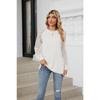 Herbst Damenbluse Spitzeneinsatz Rundhalsausschnitt Langarm Lockerer Schnitt