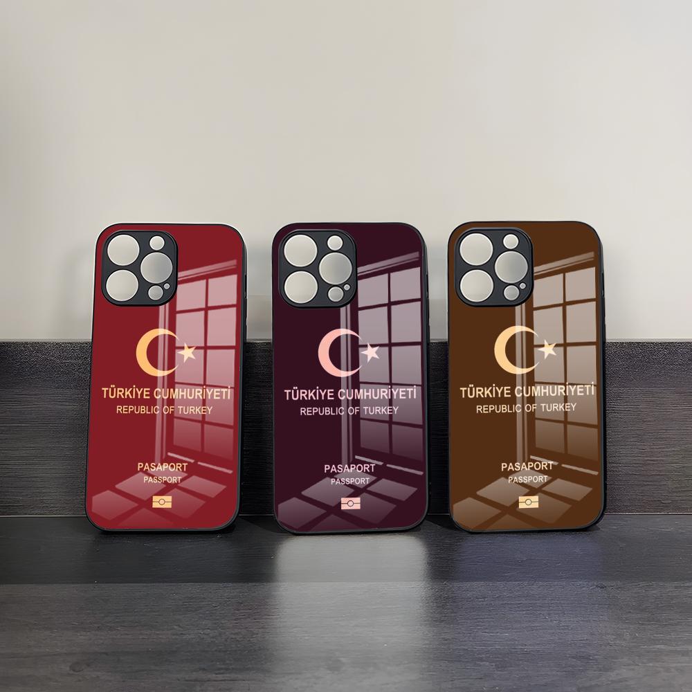 Turkey Passport Phone Case For 17 Pro Max IPhone 16 Pro 14 12 11 13 Mini X XR XS 15 Plus SE Glass Cover
