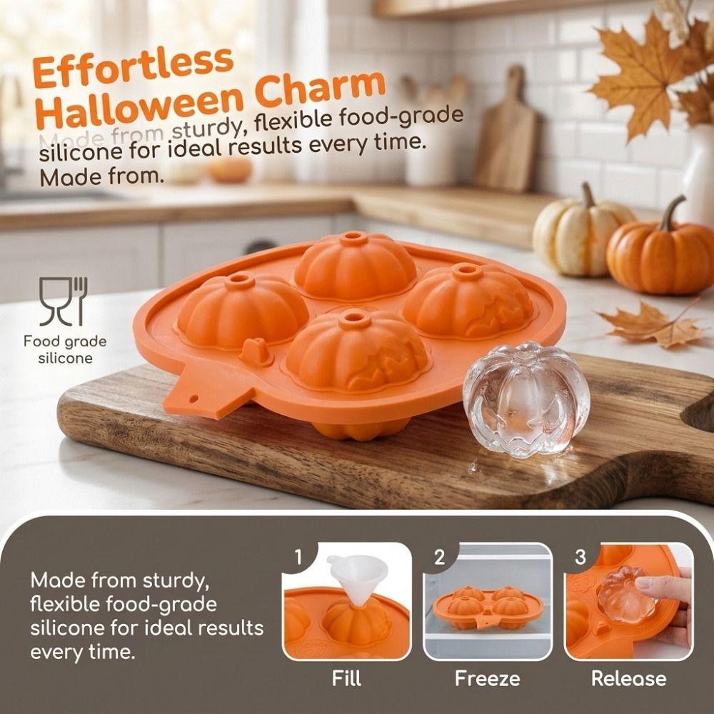 Pumpkin Shape Halloween Cake Mold 4 Grids Halloween Pumpkin Dessert Mold  Kitchen Bakeware