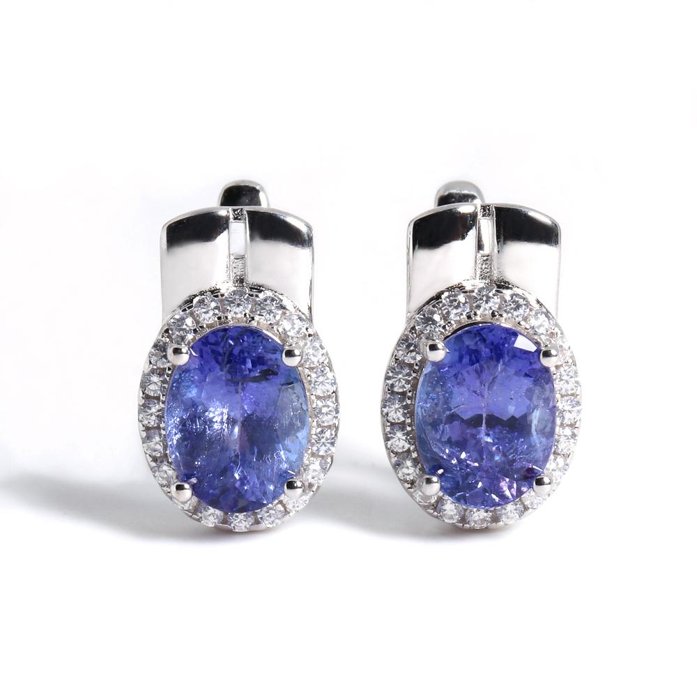 Precious Rare Natural blue Tanzanite Ring Earrings Set Real Gemstone Silver jewelry Women's anniversary & wedding gift