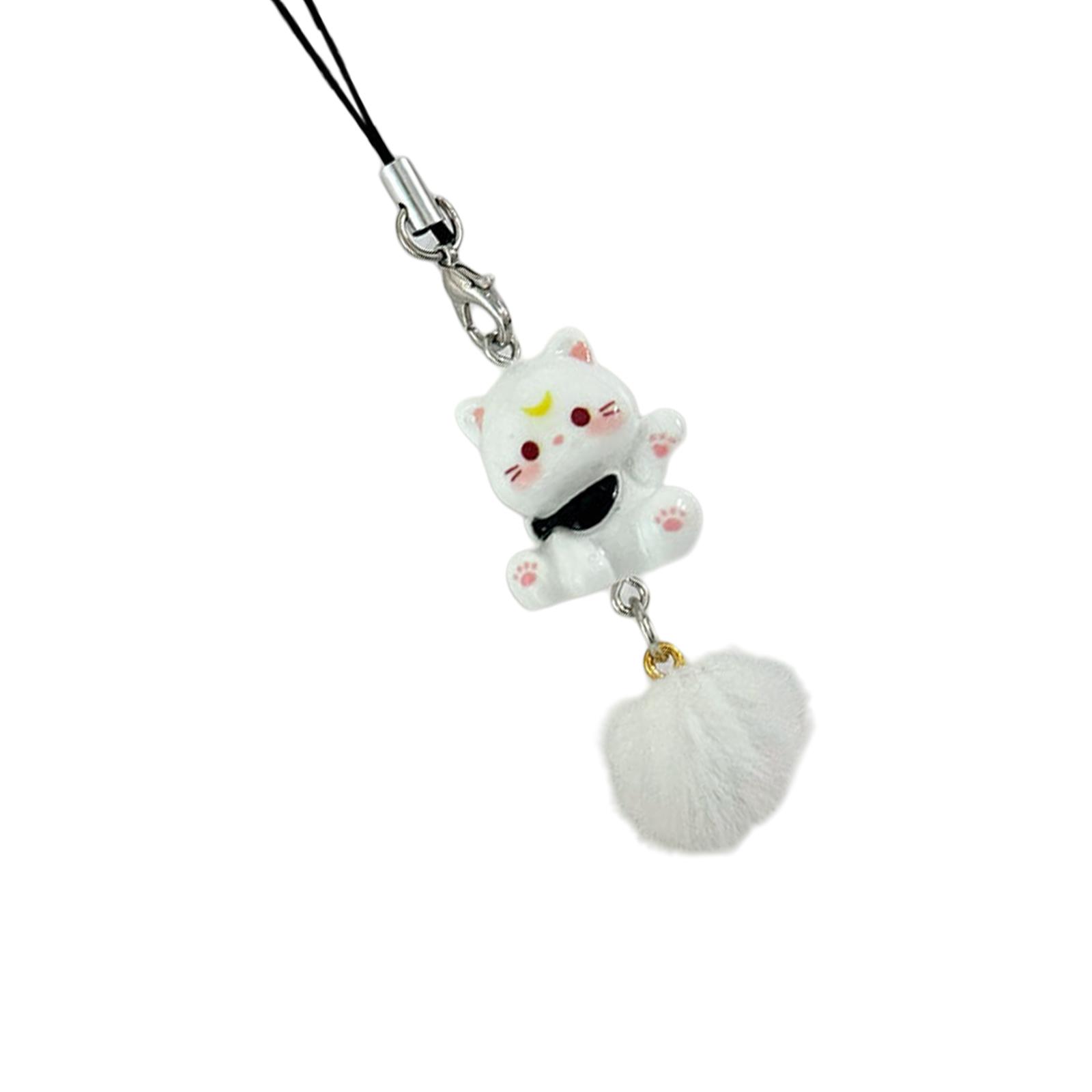 

Очаровательный брелок для ключей с котиками и подвеской из смолы, портативный аксессуар для рюкзаков и сумок, подарки для девочек и пар белый