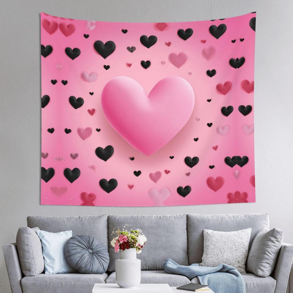 Happy Valentine's Day Tapestry Red Rose and Love Heart Tapestry Art Decor Wall Hanging Home Living Room Bedroom Dorm Tapestries
